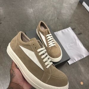 Rick Owens Beige and White Men's Sneakers